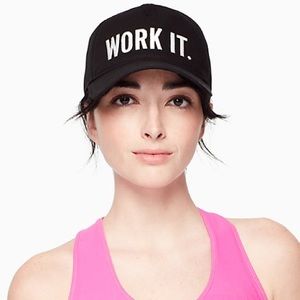 Kate Spade Logo Hat “Work It” Mantra Black